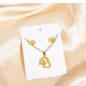 Fashion Cross Leaves Eye Stainless Steel Plating Jewelry Set 2 Pieces